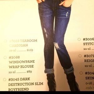 Cabi 3045 Dark Wash Deconstructed Slim Boyfriend Size 8 Orig $119